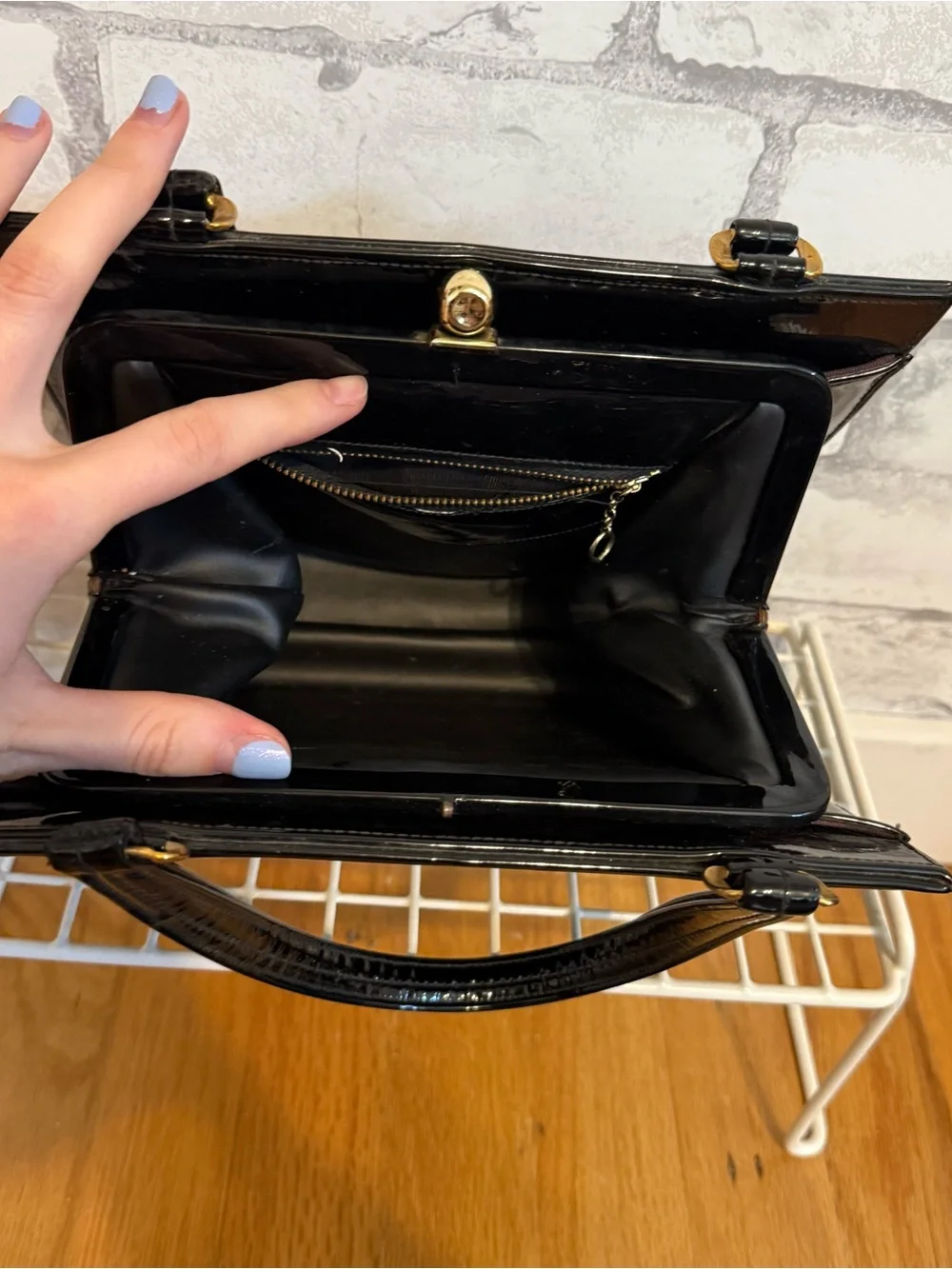 Glossy Faux Leather Mini Tote